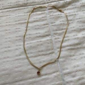 14k Gold Necklace with Citrine Pendant